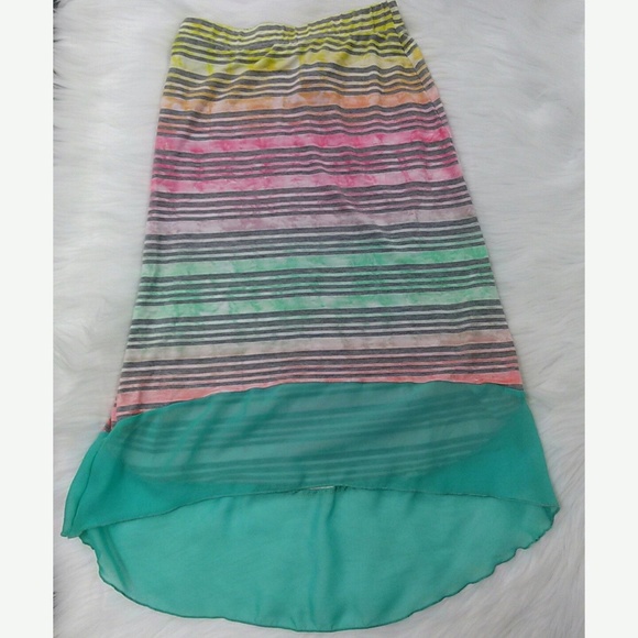Lily Bleu Other - Lily Bleu Girls Skirt High Low Aqua Striped